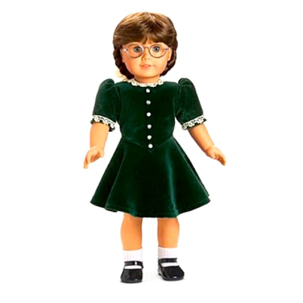 American Girl MOLLY Retired GREEN VELVET HOLIDAY CHRISTMAS DRESS Pleasant Comp